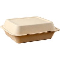 9x9 Molded Fiber Hinged Container - 50 Each